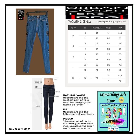 BDG by Urban Outfitters NEW Skater Tribal Faux Leather Patch Skinny Jean 24 - Picture 11 of 11